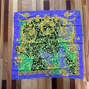 Versace Purple and Gold Silk Scarf